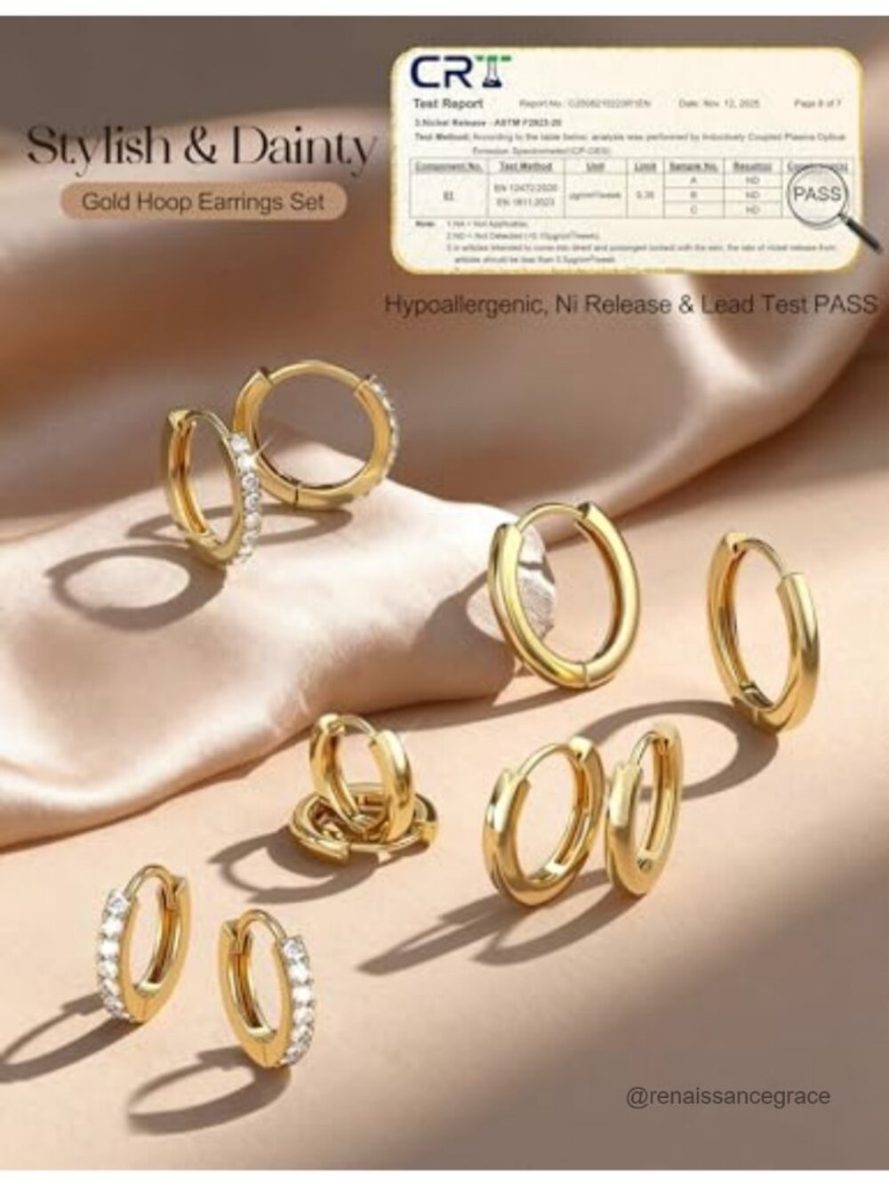 14K Gold Plated Hoop Earrings for Women Hypoallergenic Huggie Earrings Set